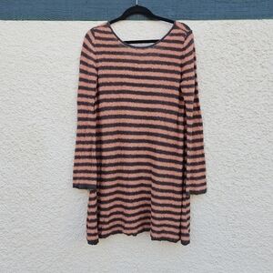 Free People gray and peach Counting Stripes swing tunic medium